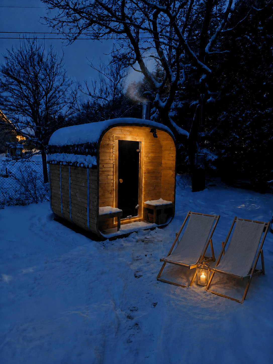 Zimní sauna a večerní atmosféra v Lipoffce